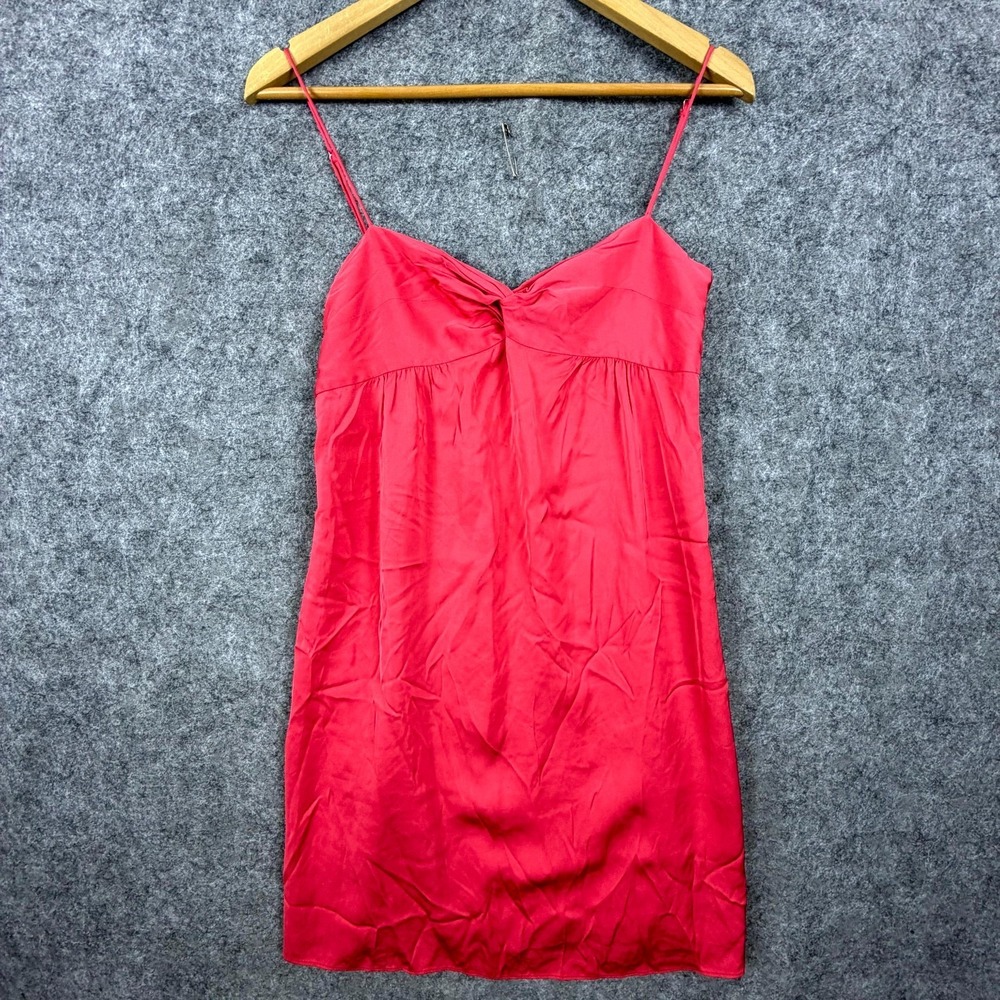 Theory Mini Slip Dress Womens 8 Pink Stretch‎ V-Neck Sleeveless Spaghetti Strap